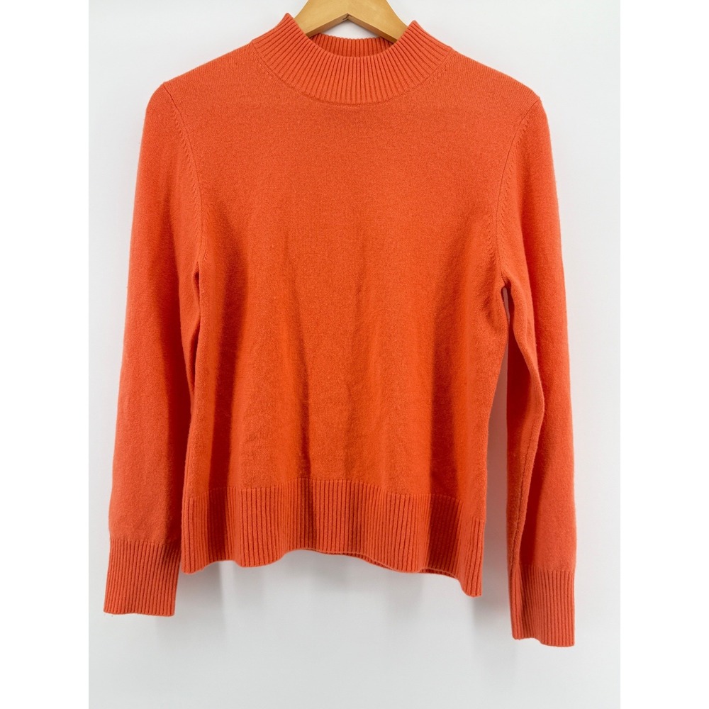 100% Cashmere Investments Fine Cashmere Orange Mock Neck Sweater Womens Medium
